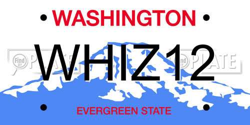 WHIZ12 Washington License Plate