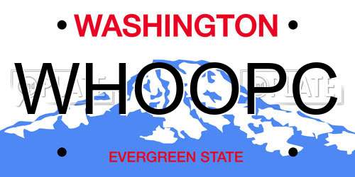 WHOOPC Washington License Plate