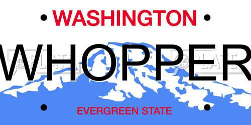 WHOPPER Washington License Plate