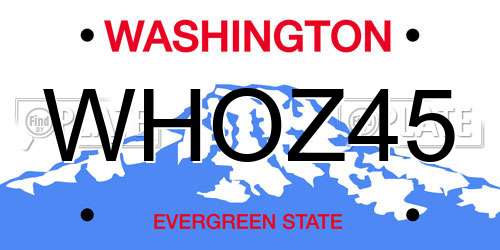 WHOZ45 Washington License Plate