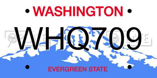 WHQ709 Washington License Plate