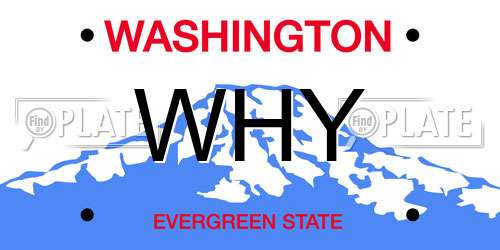 WHY Washington License Plate