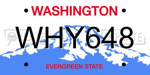WHY648 Washington License Plate