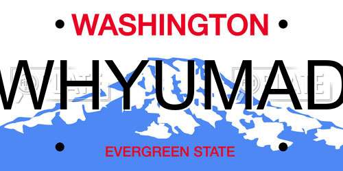 WHYUMAD Washington License Plate