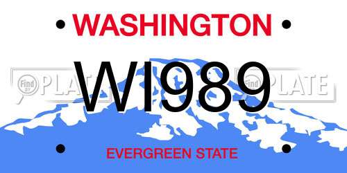 WI989 Washington License Plate