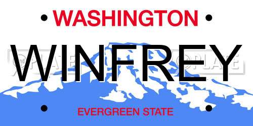 WINFREY Washington License Plate