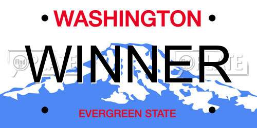 WINNER Washington License Plate