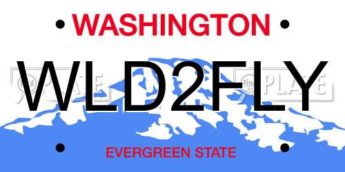 WLD2FLY Washington License Plate