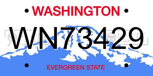 WN73429 Washington License Plate