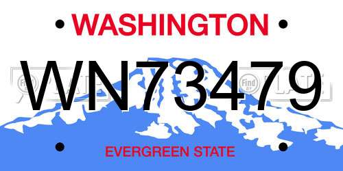 WN73479 Washington License Plate