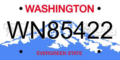 WN85422 Washington License Plate