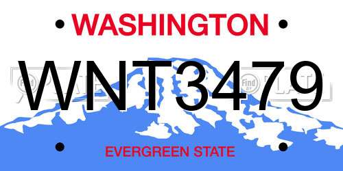WNT3479 Washington License Plate