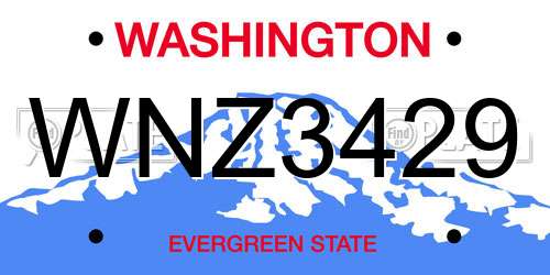 WNZ3429 Washington License Plate