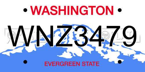 WNZ3479 Washington License Plate