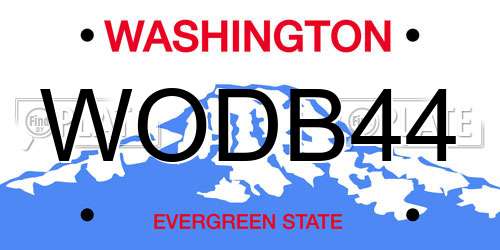 WODB44 Washington License Plate