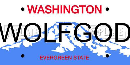 WOLFGOD Washington License Plate