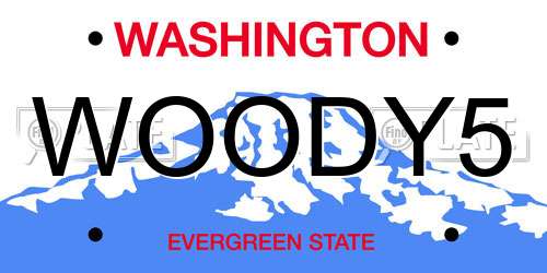 WOODY5 Washington License Plate