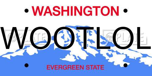 WOOTLOL Washington License Plate