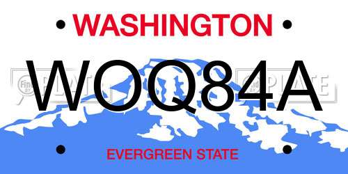 WOQ84A Washington License Plate