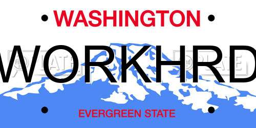 WORKHRD Washington License Plate