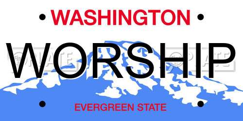 WORSHIP Washington License Plate