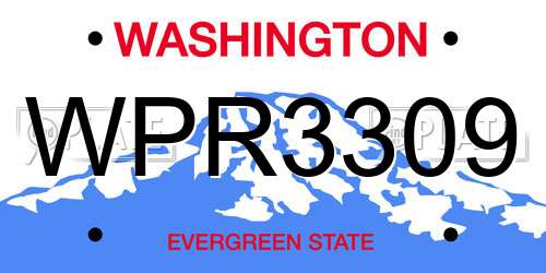 WPR3309 Washington License Plate