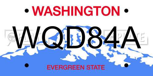 WQD84A Washington License Plate