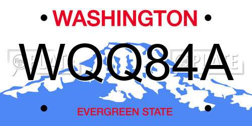 WQQ84A Washington License Plate