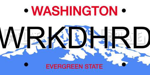 WRKDHRD Washington License Plate