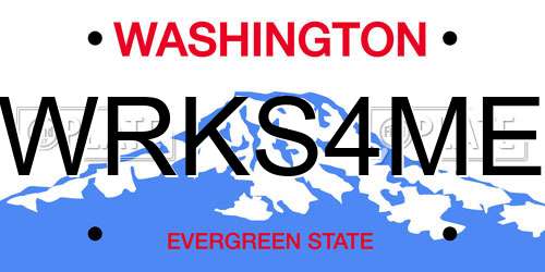 WRKS4ME Washington License Plate