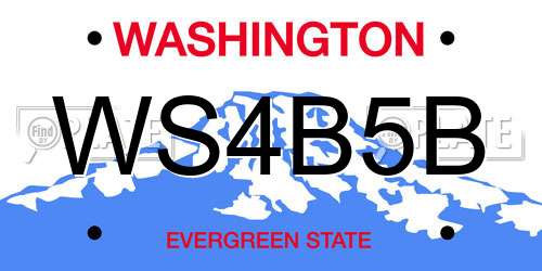 WS4B5B Washington License Plate