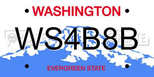WS4B8B Washington License Plate