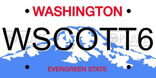 WSCOTT6 Washington License Plate