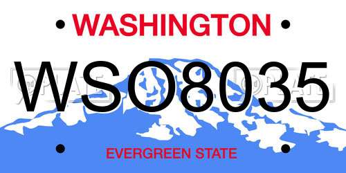 WSO8035 Washington License Plate
