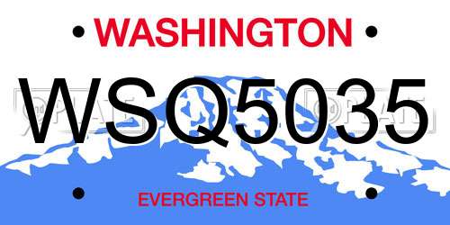 WSQ5035 Washington License Plate