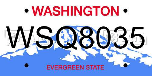 WSQ8035 Washington License Plate