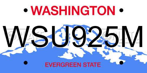 WSU925M Washington License Plate