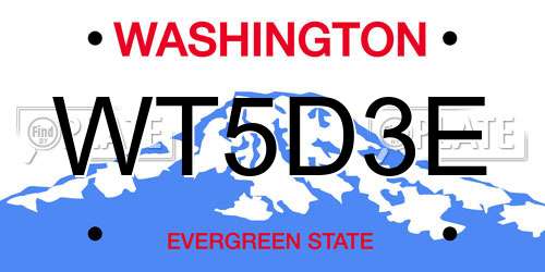 WT5D3E Washington License Plate