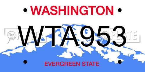 WTA953 Washington License Plate