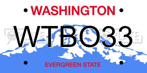 WTBO33 Washington License Plate