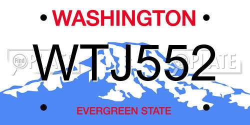WTJ552 Washington License Plate