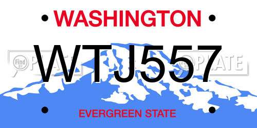 WTJ557 Washington License Plate
