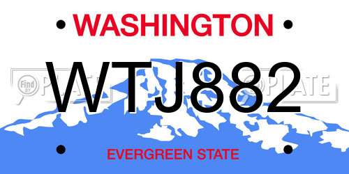 WTJ882 Washington License Plate