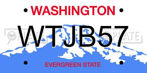 WTJB57 Washington License Plate