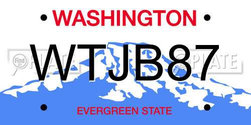 WTJB87 Washington License Plate