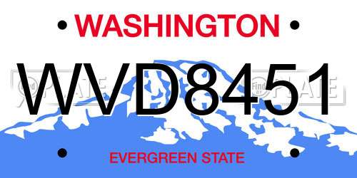 WVD8451 Washington License Plate