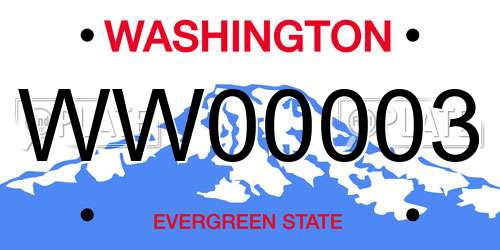 WW00003 Washington License Plate