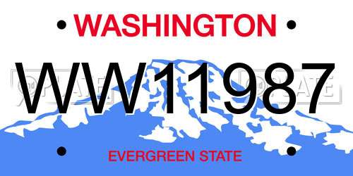 WW11987 Washington License Plate