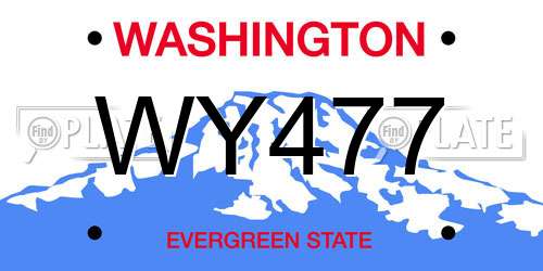 WY477 Washington License Plate
