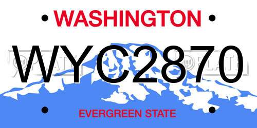 WYC2870 Washington License Plate
